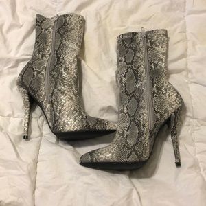 Snakeskin booties